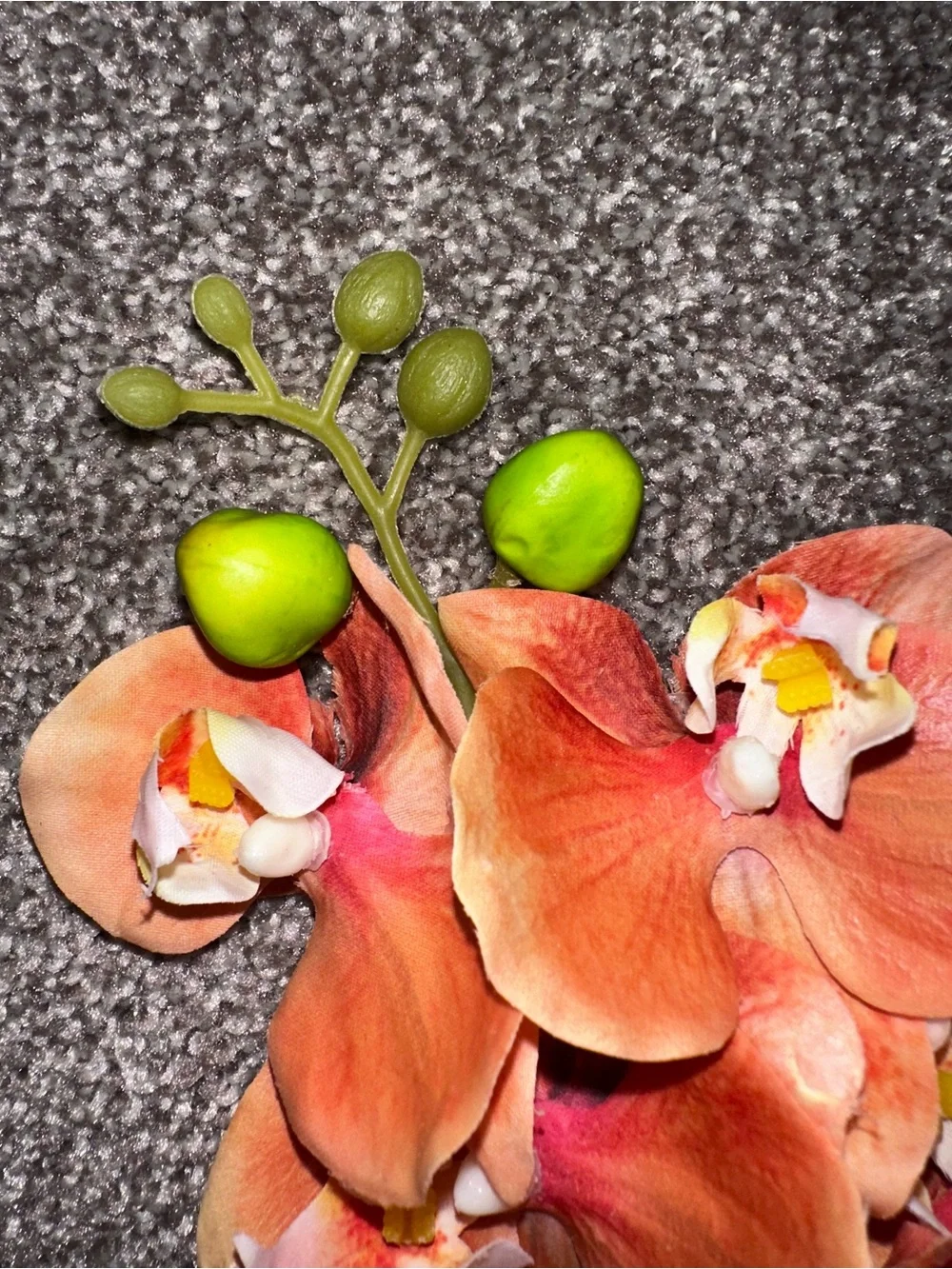 💐 Orange Coral Artificial Faux Orchid Stem Bouquet - 4 pieces 💐
